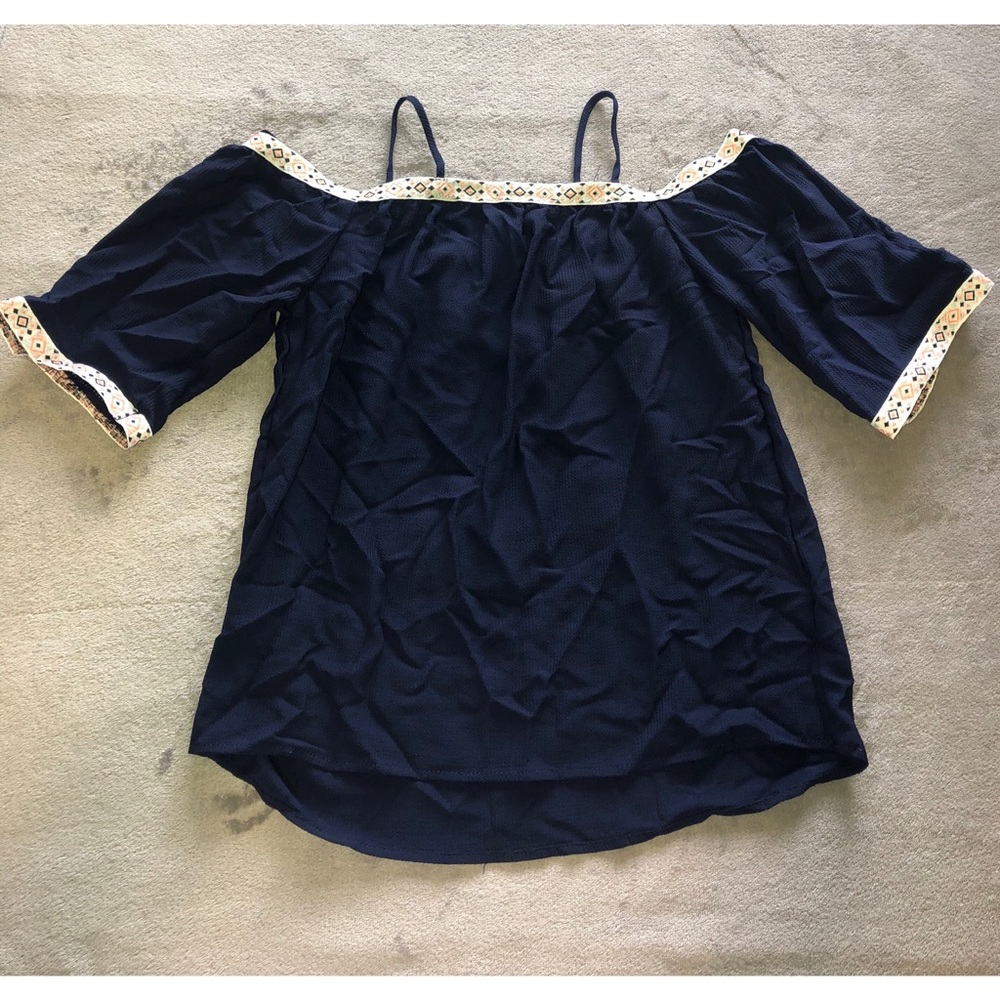 Navy Blue Off-the- Shoulder Top